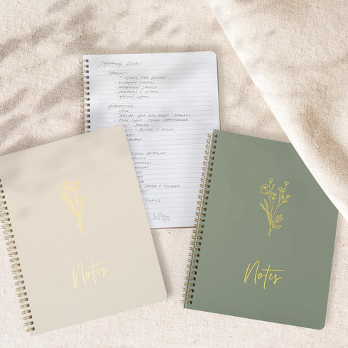 ZICOTO Aesthetic Spiral Notebook Set of 3, Cute Ruled 10.5x8 Journal with Large Pockets and Lined Pages for Organization