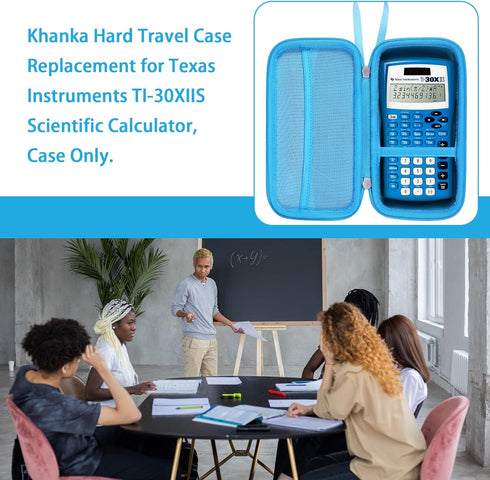 Khanka Hard Travel Case for Texas Instruments TI-30XIIS Scientific Calculator, Case Only (Blue)