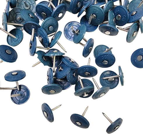 (100 Pack) Round Plastic Cap Nail, 1 Inch Roofing Nails for House Wrap Fastening, Galvanized Tar Paper Nails