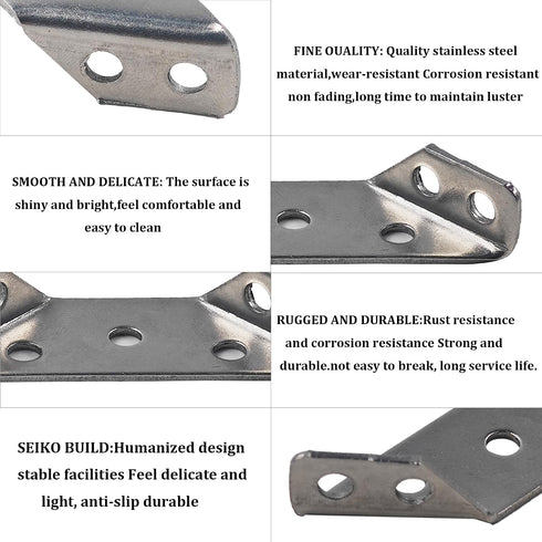 PDETVEO 10PCS Heavy-Duty Trapezoid Brackets, Stainless Steel Corner Braces, Triangle Support Connectors for Furniture