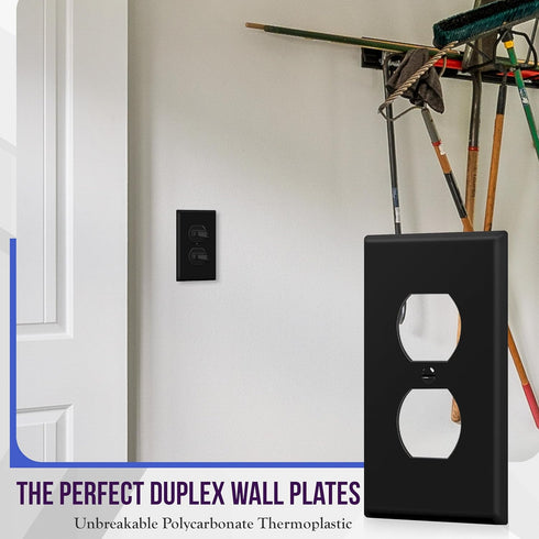 ENERLITES Duplex Receptacle Outlet Wall Plate, Gloss Finish, Mid-Size 1-Gang Electrical Outlet Cover