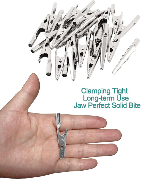 25 Pcs 2 Inches / 51 mm Metal Alligator Clip Spring Clamps,Silver Tone Nickel Plated, used in laboratory electric testing work and Cable Lead Clip