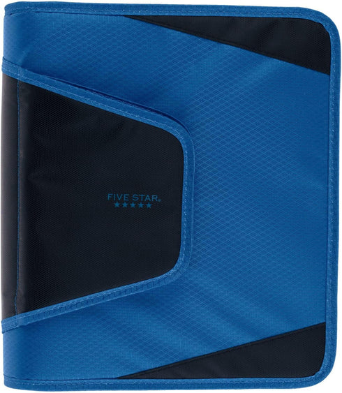Five Star Zipper Binder, 1-1/2 Inch 3-Ring for School, 3 Pocket Expanding File, 500 Sheet Capacity, Blue (72202)