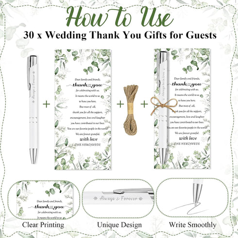 YOXIFUFA 30 Sets Wedding Favors for Guests Bulk Bridal Shower Pens Gifts Includes Retractable Ballpoint Pen