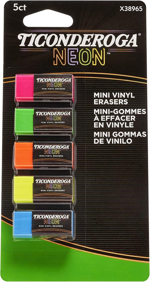 Ticonderoga Erasers, Neon, 5 Count, 6 Packs (X38965)