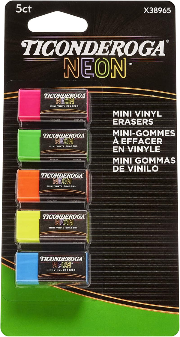 Ticonderoga Erasers, Neon, 5 Count, 6 Packs (X38965)