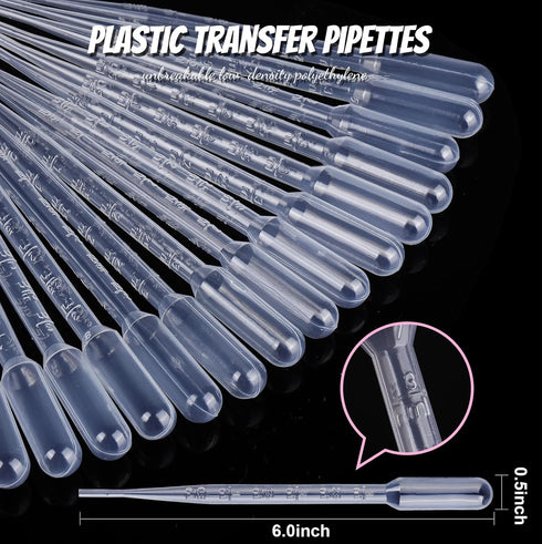 Teenitor 3ML Pipettes, Plastic Dropper Essential Oil Transfer Pipettes Disposable Liquid Eye Dropper for Lab Science Multi- Purpose Makeup Tool, 15Pcs