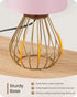 2700K Bulb DP06TL05 Pink and Gold Table Lamp, Small Bedside Lamp with Metal Base & Pink Linen Lampshade, Modern
