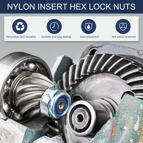 uxcell 25Pcs 5/8"-11 Nylon Insert Hex Lock Nuts, 304 Stainless Steel Self-Locking Stop Nut for Industrial Construction