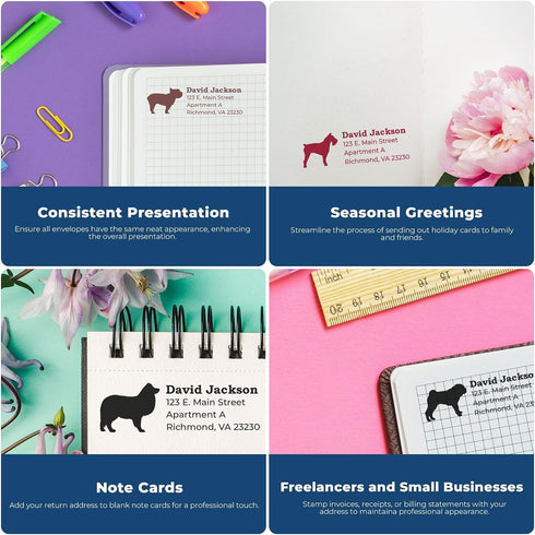 7/8 2-1/4 Handcrafted Belgian Malinois Mailing Stamp - Custom-Made Address Stamps for Thank You Cards - Unique Dog