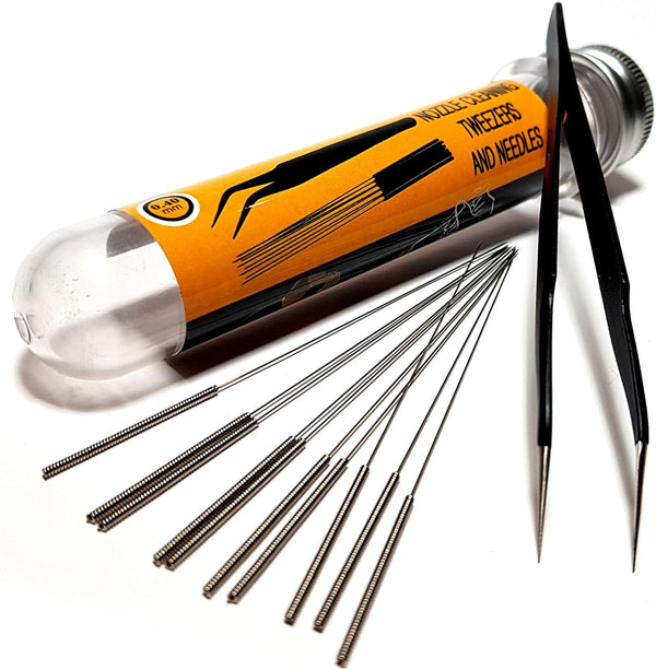 3D Printer Nozzle Cleaning Kit - Stainless Steel Tool Kit with 0.4mm Needles and Tweezers, Set of 11