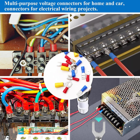 Tnisesm 620Pcs Insulated Wire Crimp Connectors Kit, Fork Ring Spade Butt Quick Disconnect Crimp Terminals Lugs Set,