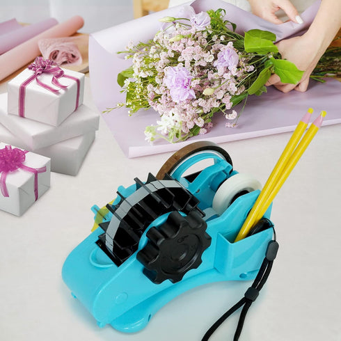 Heat Tape Dispenser Blue Multi-Roll Set, PreCut 1.4'' Pieces for Heat Press Machine with Semi-Automatic Dispenser