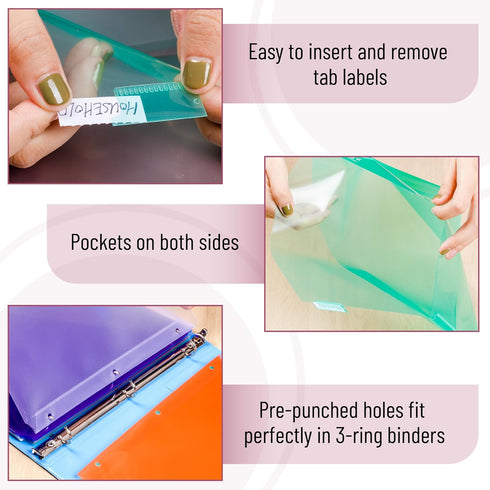 Mr. Pen- Binder Dividers with Pockets and Tabs, 1 Set, 8 Tabs/Set, Colorful 3 Ring Binder Dividers