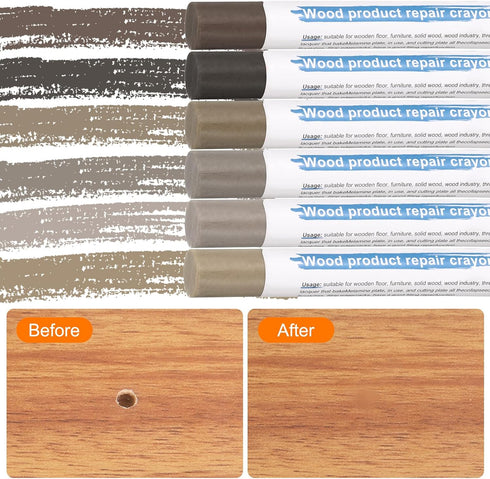 6 4-9 HARFINGTON Wood Filler Sticks Colors Wooden Wax Touch Up Furniture Repair Crayons for Medium Brown