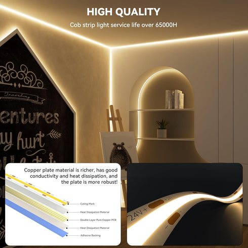 20ft/6.1m,Smart Assistant,Dimmable 24V 3000K PAUTIX LED Strip Warm White LED Strip Light Kit Compatible