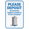 Please Deposit All Feminine Hygiene Products in Container Sign, 12x18 Inches, 3M