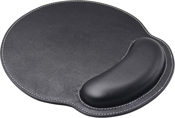 Ergonomic Mouse Pad with Wrist Support, PU Leather Mousepad for Laptop, Non Slip Rubber Base