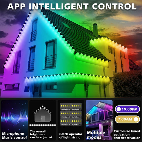 SINLEY 100FT Permanent Outdoor RGB Lights,Waterproof Smart LED Eaves Lights with App/Remote Control,for Christmas