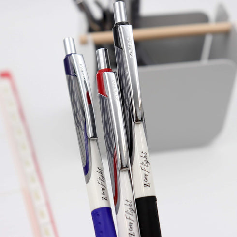 Zebra Pen Z-Grip Flight Retractable Ballpoint Pen, Bold Point 1.2mm, Red Ink, 12-Count