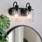 Litaddscen Matte Black Bathroom Light Fixtures Over Mirror,2-Light Bathroom Vanity Light with Clear