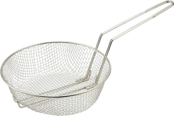 Winco Medium Nickel Culinary Basket, 12-Inch Diameter, Medium Mesh