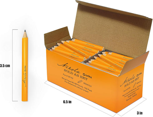 Mini Golf Pencils Without Erasers - 192 Count - Classic Pre-Sharpened #2 HB American Pew Pencils Standard Hex Shaped Bulk Pack by Nikola Works