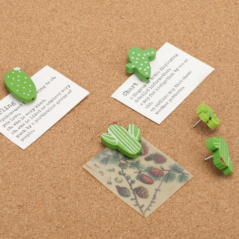 Push Pins, 30Pcs Cactus Decorative Wood Pins for Cork Board