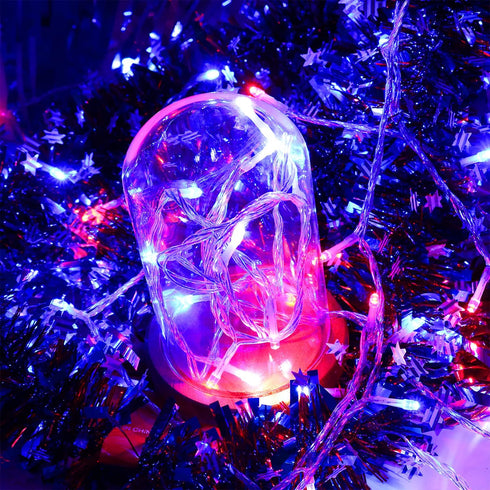 YAOZHOU 200LED 4th of July Decorations, Red White and Blue String Lights for Christmas, Independence Day, Bedroom,