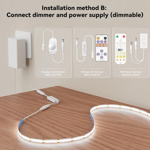 Light,24V 6000K Lights,32.8ft MIWISE COB LED Strip Daylight White LED Strip UL-Listed Super Bright Flexible LED