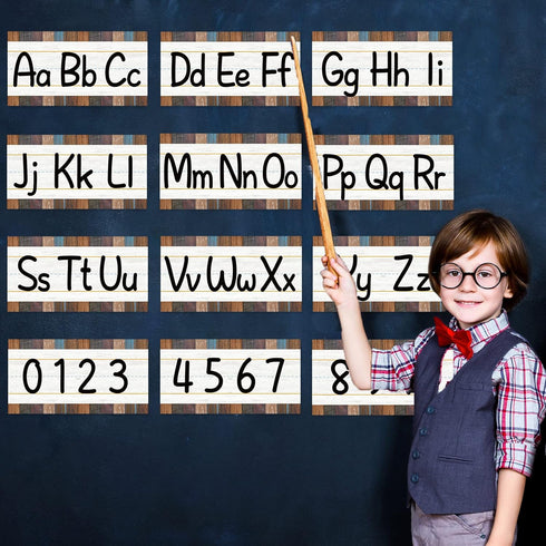 gisgfim 12 Pieces Alphabet Bulletin Board Strips Set - ABC Alphabet Banner & Number Border Posters