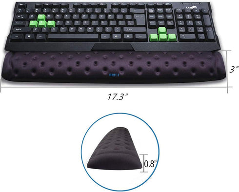 BRILA Keyboard Wrist Rest Support Cushion Pad for Computer, Laptop, Office Work, PC Gaming - Memory Foam Gel
