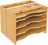 SONGMICS Bamboo File Organizer Paper Sorter with 5 Adjustable Shelves, Top Storage Compartments, Natural UOFS44Y