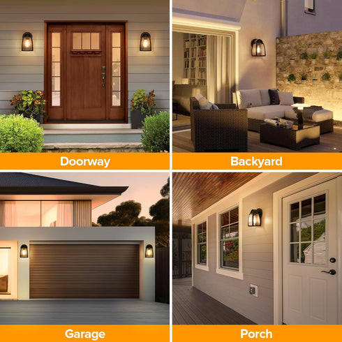 LUTEC Outdoor Wall Light Fixtures, Exterior Waterproof Wall Lantern with Clear Glass Shade, Aluminum Modern Matte Black