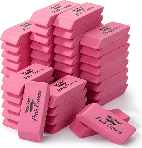 Mr. Pen Pink Pencil Erasers, 48 Pack, Art Erasers for Drawing, Kids, and Artists