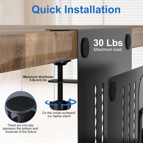 HAMOPY 2 Tier Desk Side Storage, Steel Hanging Organizer with Magnetic Pen Holder, No Drilling, Black