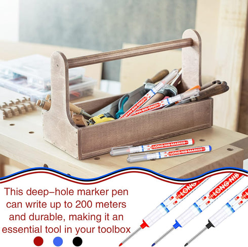 Marspark 24 Pcs Long Head Markers - Long Nib Deep Hole Marker Pen, Multi-purpose Drill Hole Scriber, Waterproof