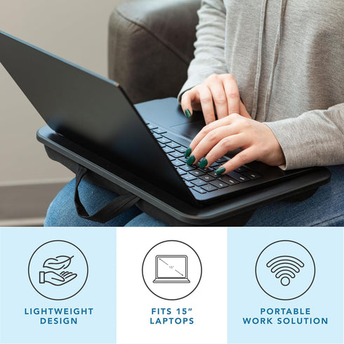 LAPGEAR Compact Lap Desk - Fits up to 15 Inch Laptops, Black - Style No. 43108
