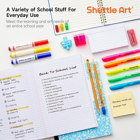 Shuttle Art 102 PCS Back to School Supplies Kit, School Supply Box for Grades K-5, Kids Supplies