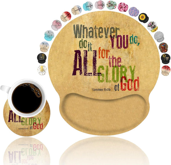 Ergonomic Mouse Pad Wrist Support Set - Bible Verse Design with Non-Slip PU Base for Home Office Pain Relief