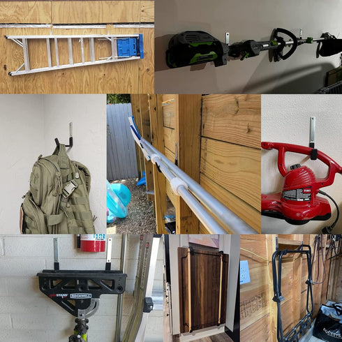 Heavy Duty Steel Hooks, Garage Storage Utility Organizer, Wall Mount Tool Hangers (2 Pack)