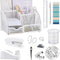 White Office Desk Accessories, 12pcs Organizers with Tape Dispenser, Stapler, Scissors, Ruler, Sticky Tabs, Clips Set