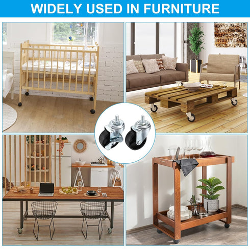2 Inch M8 (4 4 PATIKIL Stem Casters Wheels, Wire Shelf Caster Threaded Swivel Wheels for Furniture Wire Shelving