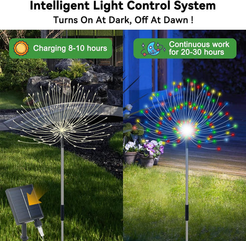 4 Pack 480 8 Solar Garden Lights Outdoor Waterproof, Total LED Solar Starburst Sparkler Lights Decorative with Lighting