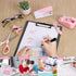Pink Office Supplies Kit, Cute Desk Accessories for Women, Stapler and Tape Dispenser Set with Staple Remover, Clips,
