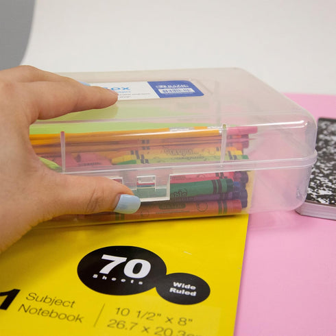 BAZIC Plastic Pencil Case Utility Storage Box, Clear Color, Multi-Purpose Organizer for Pens and Pencils, 4-Pack