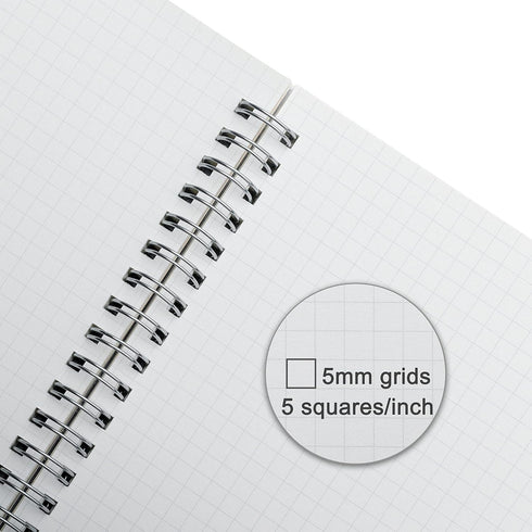 TWONE Spiral Graph Notebook with 80 Sheets/160 Square Grid Paper, 5.5 x 8.25 Inches