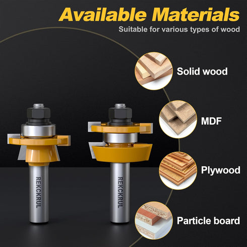 2PCS Set, 1/2 Inch Set (3/8 Inch 7/8 Inch Bevel Shaker Rail and Stile Router Bit Carbide-Tipped Cabinet Door Router Bit