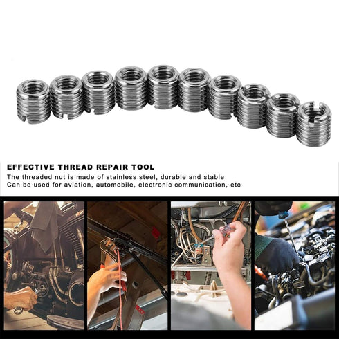 10pcs Self Tapping Thread Insert, Externally Threaded Insert Inner M8 X 1.25 Outer M12 X 1.5 Length
