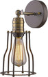 Industrial-Style 1 Light Rubbed Bronze Wall Sconce 6" Wide